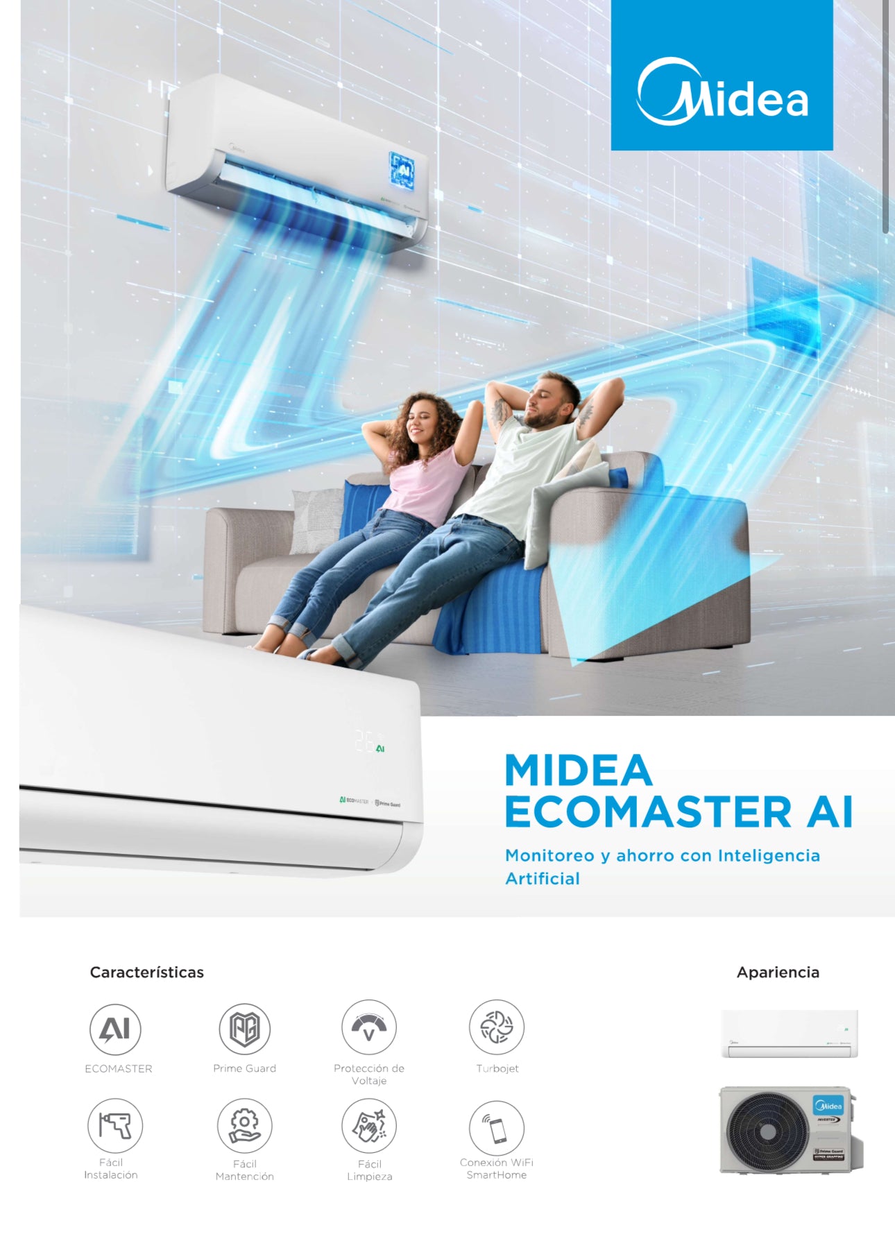 Aire acondicionado 12.000 BTU Eco Master WIFI + IA Midea